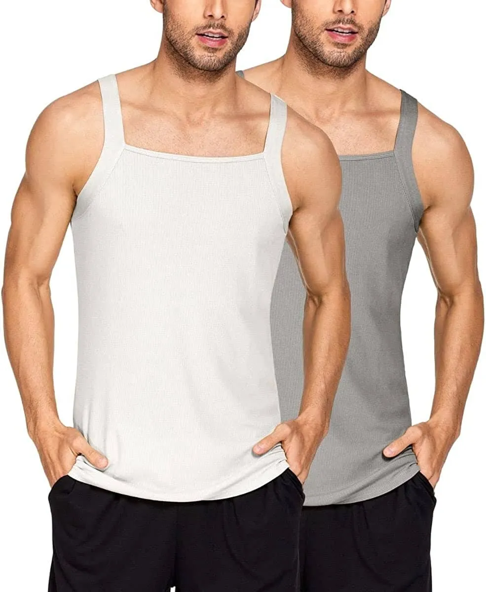 2 Pack Tank Tops Cotton Workout Undershirts (US Only)