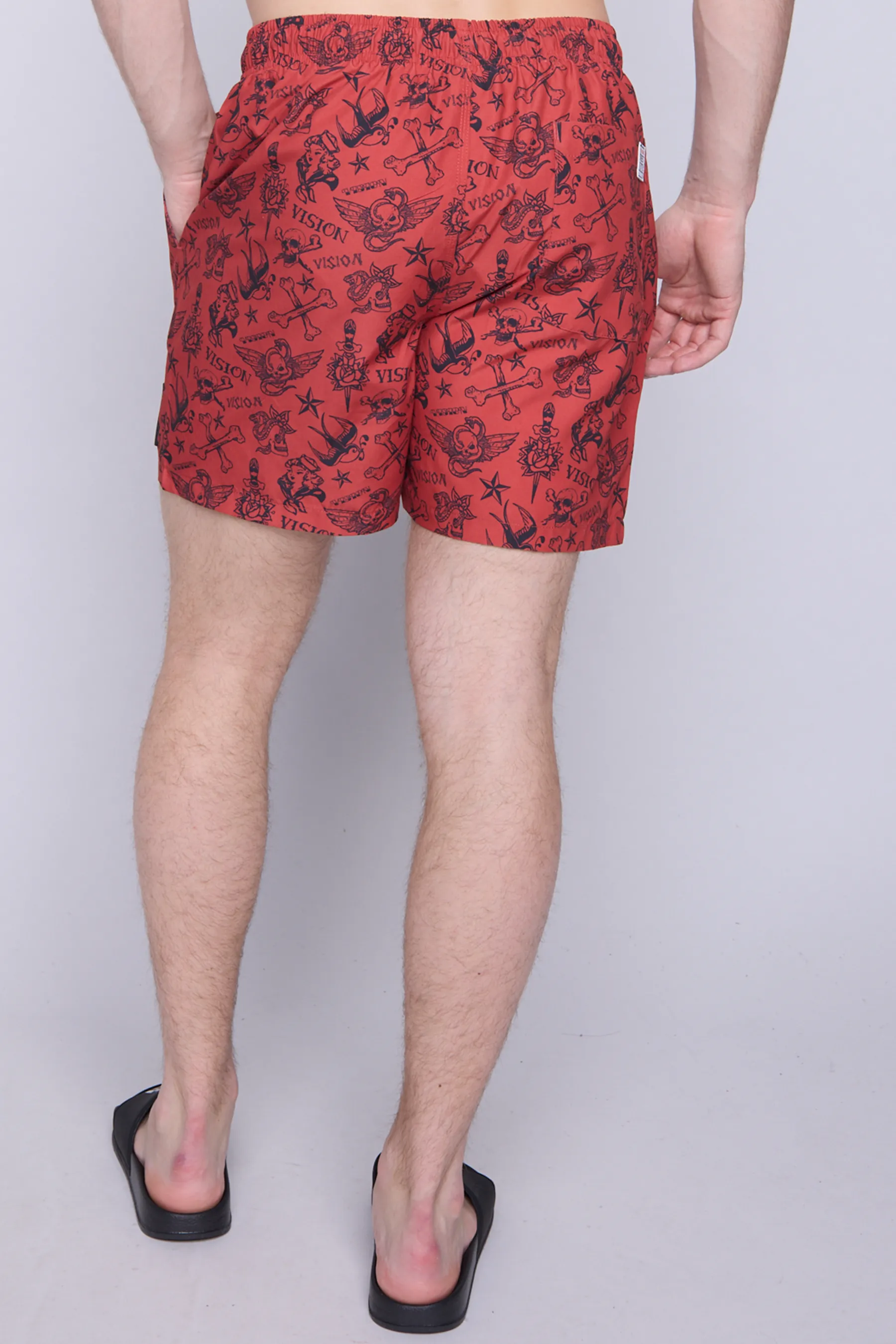 Aop Tattoo Swim Shorts - Red