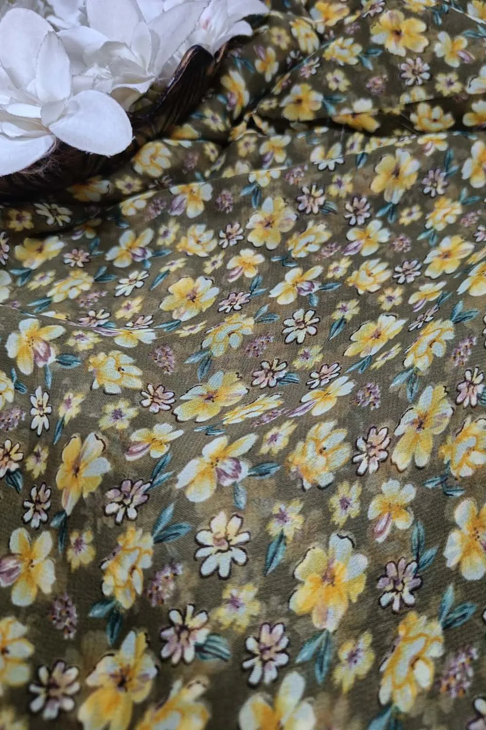 Brown Georgette Fabric with Digital Print ( 1 Mtr )