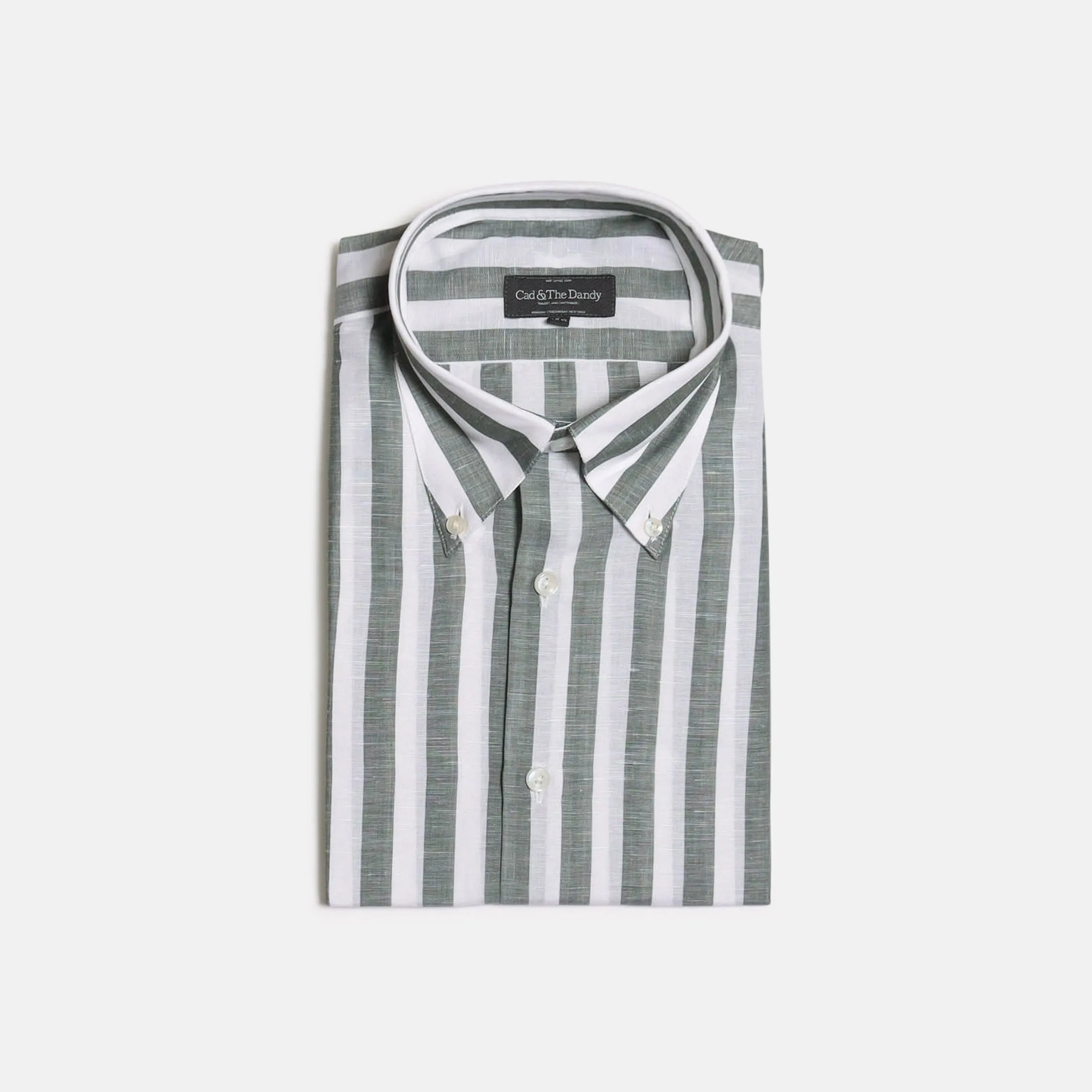 Button Down Shirt in Wide Green Stripe