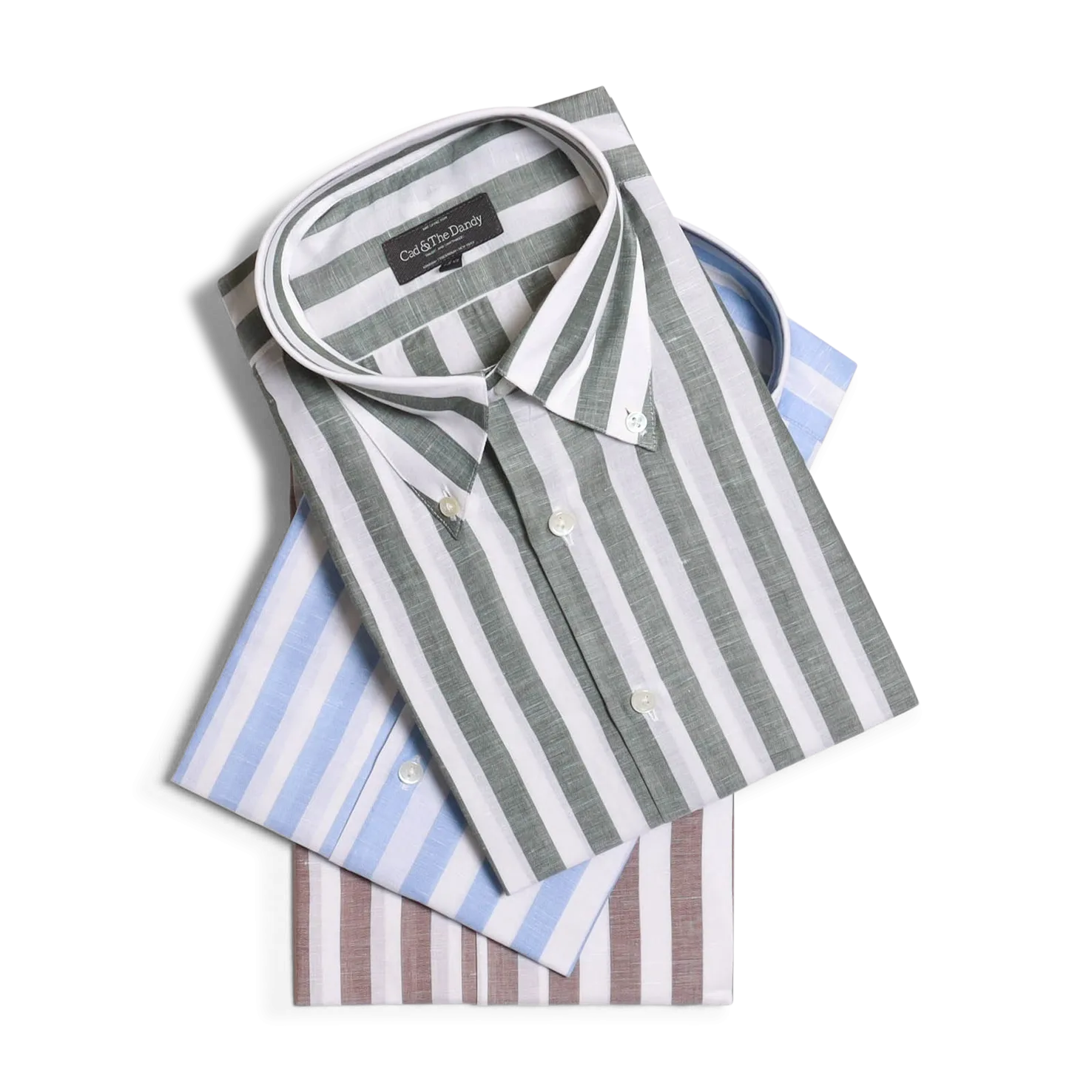 Button Down Shirt in Wide Green Stripe