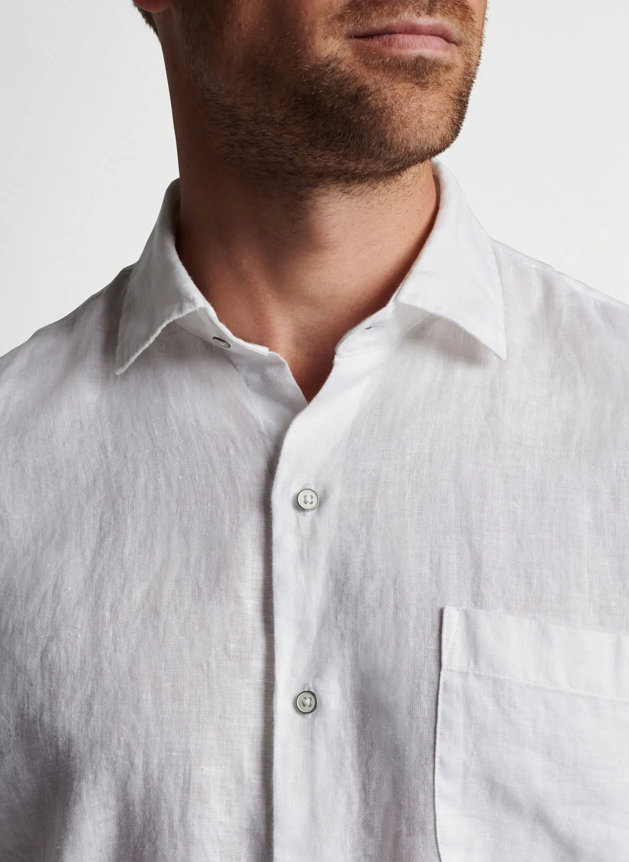 Coastal Garment Dyed Linen Sport Shirt- White