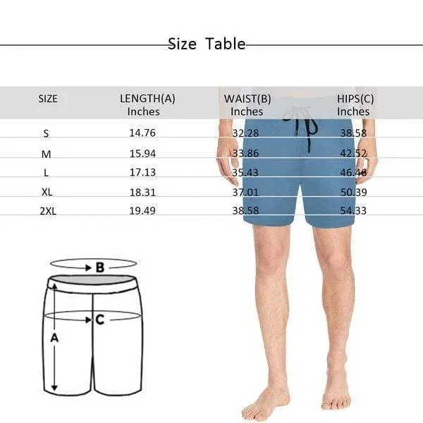 Custom Face Drawstring Swim Trunks Personalized Face Maple Leaf Men's Quick Dry Swim Shorts