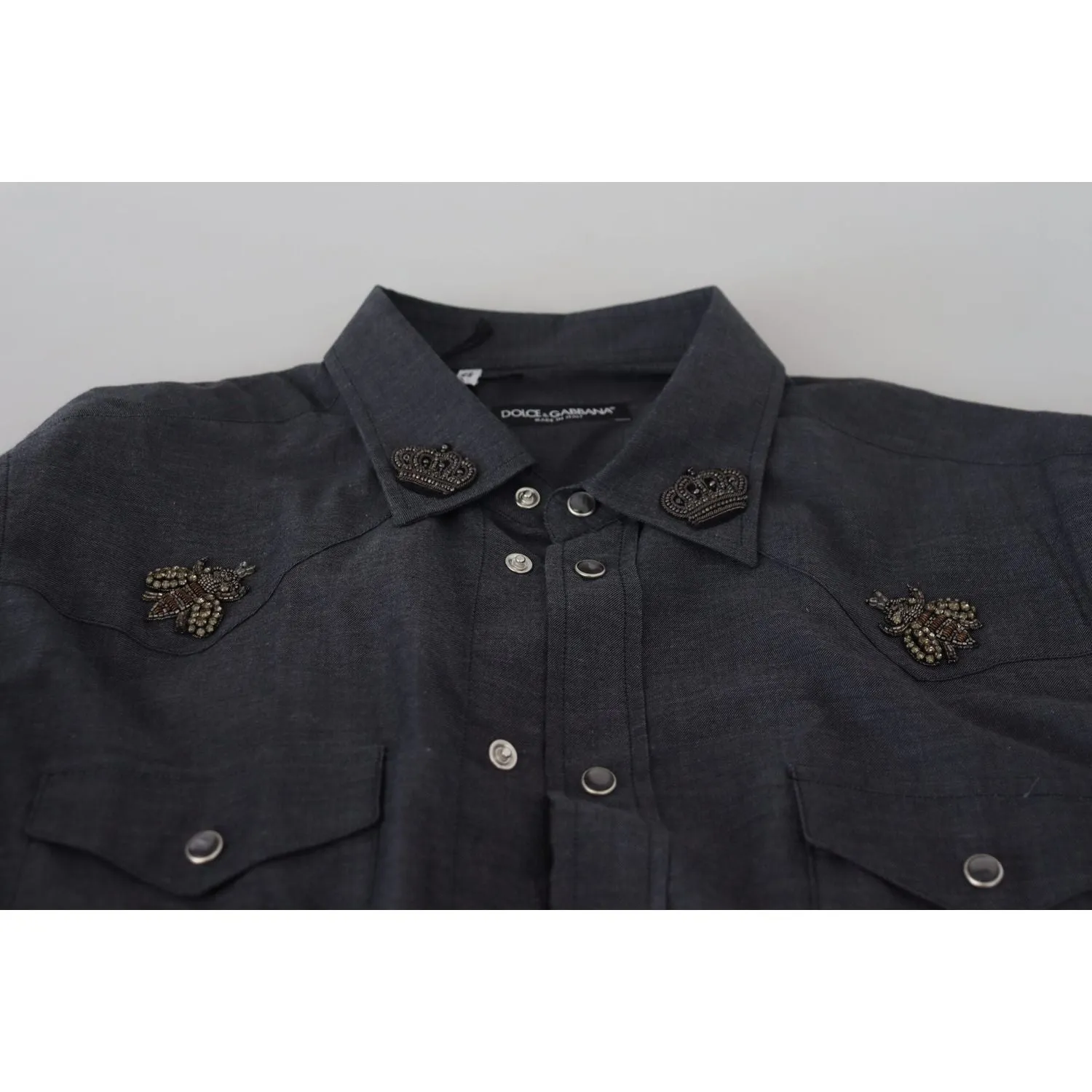 Dolce & Gabbana Elegant Slim-Fit Blue Denim Casual Shirt