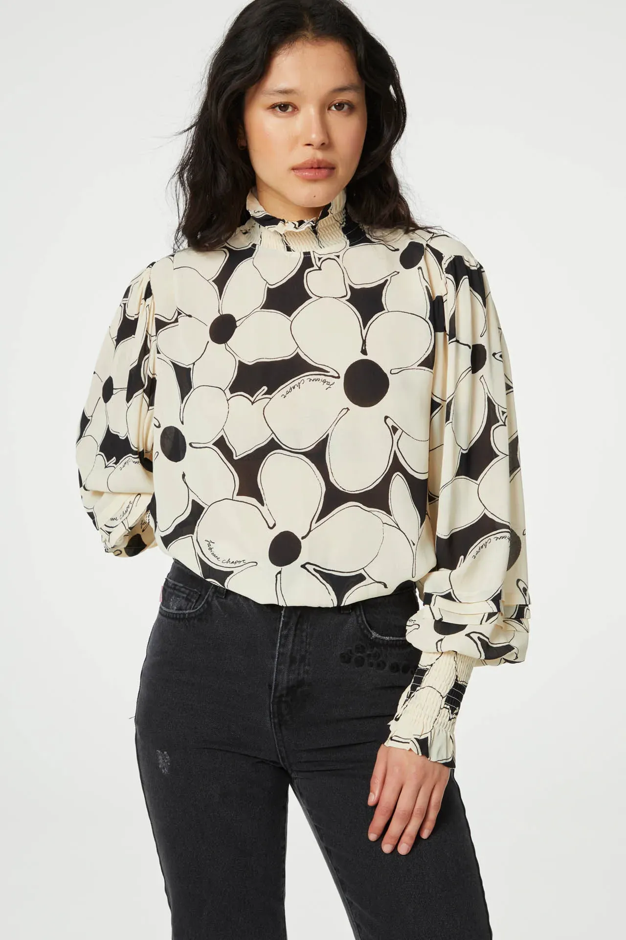 Fabienne Chapot Xena Blouse Brulee/Black Cream Super Flower