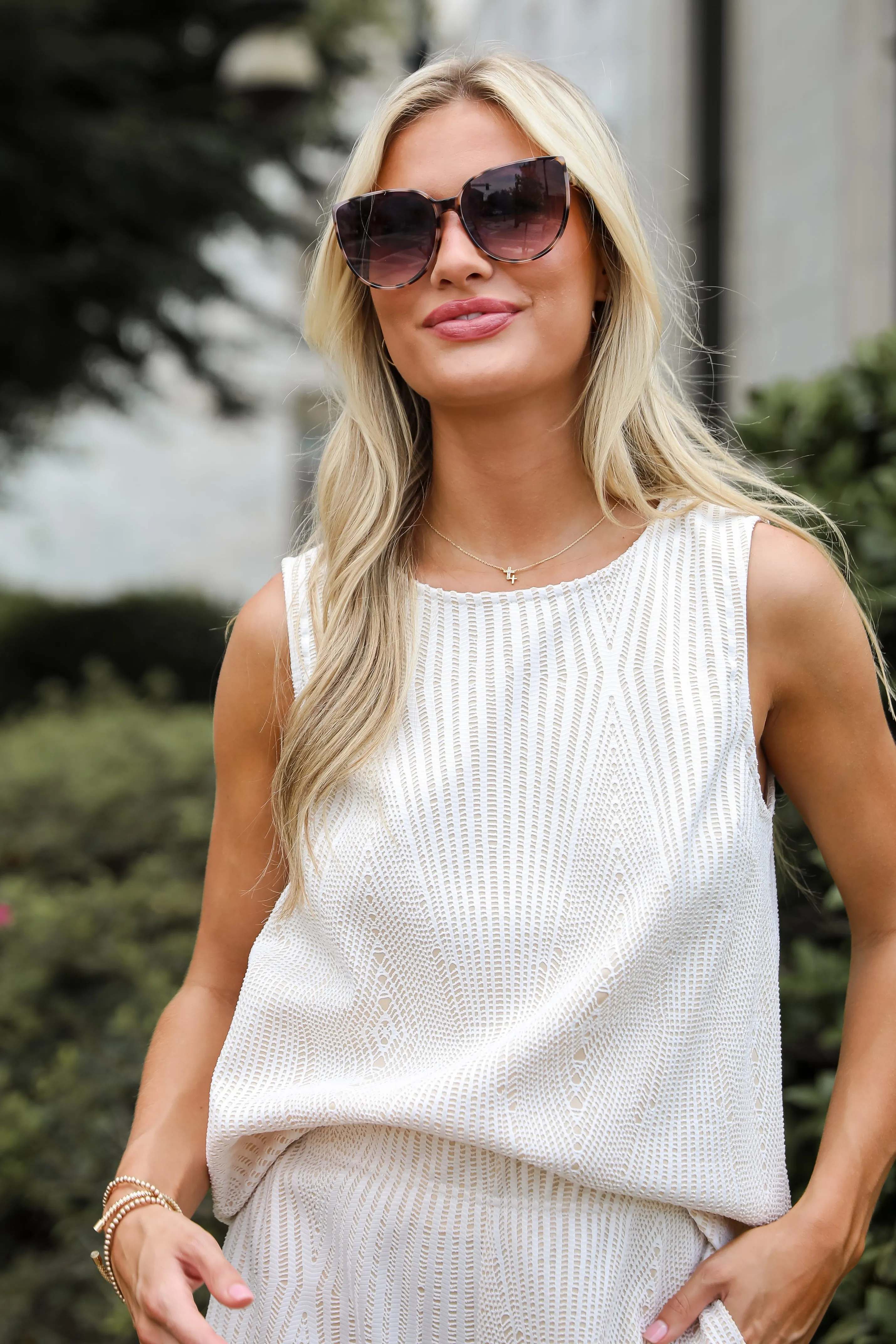 FINAL SALE - Aesthetic Aura Ivory Crochet Knit Tank