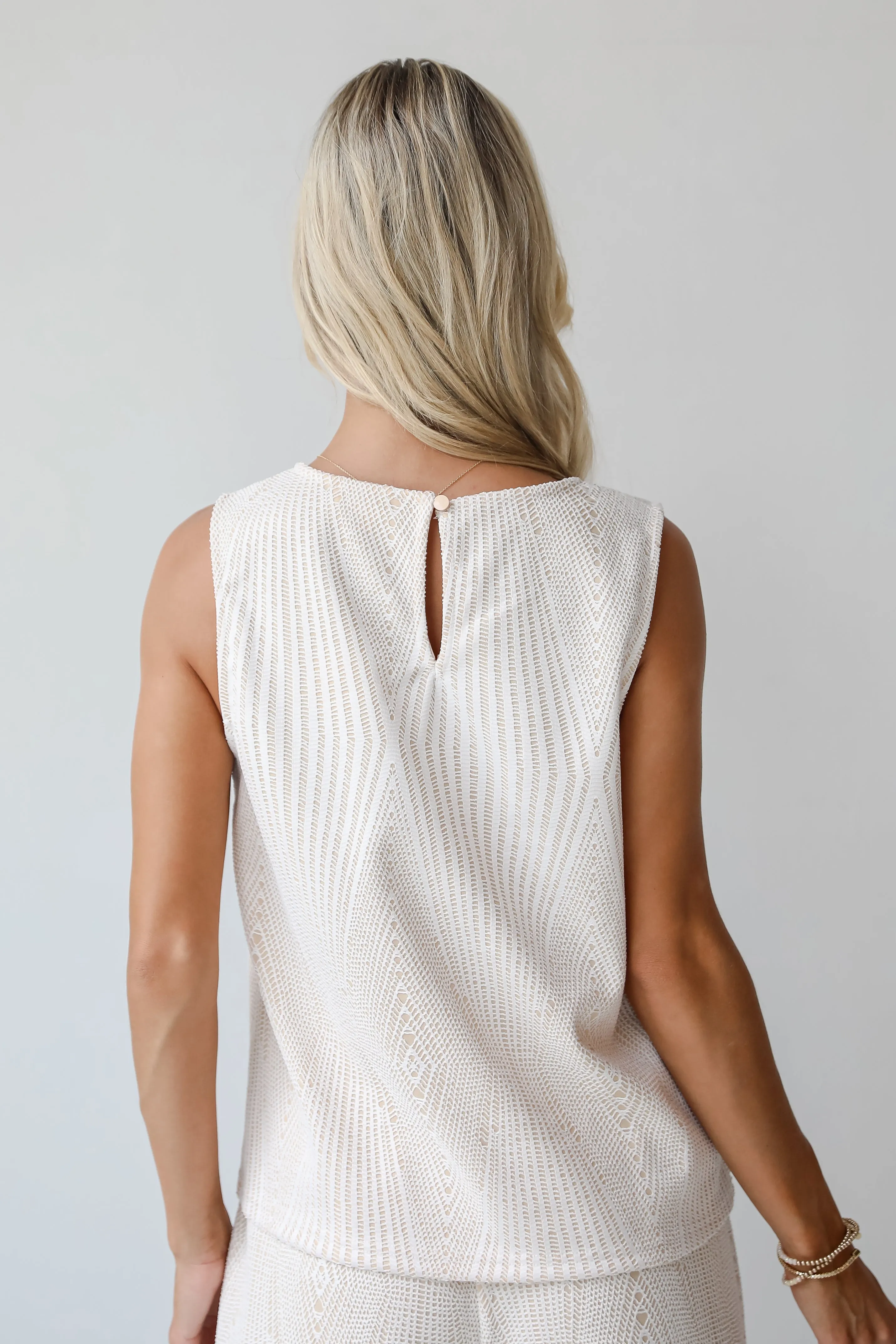 FINAL SALE - Aesthetic Aura Ivory Crochet Knit Tank