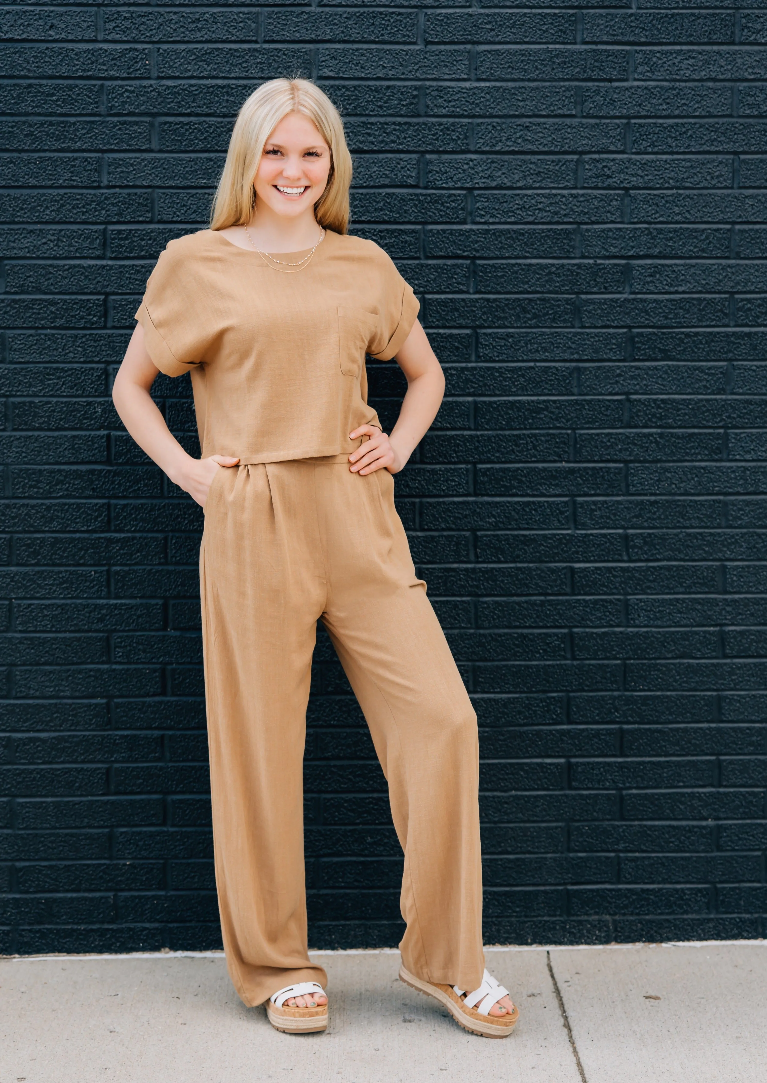 FINAL SALE - Pleated Linen Wide Leg Pants - 2 Colors!