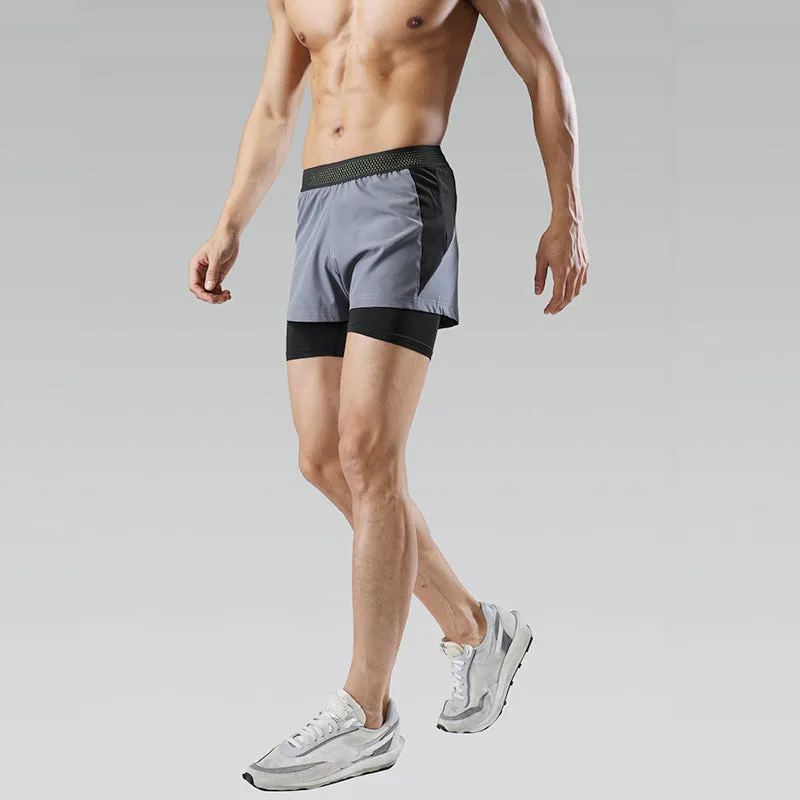 Fitness Running Quick Dry Shorts Track and Field Double Layer Sports Shorts