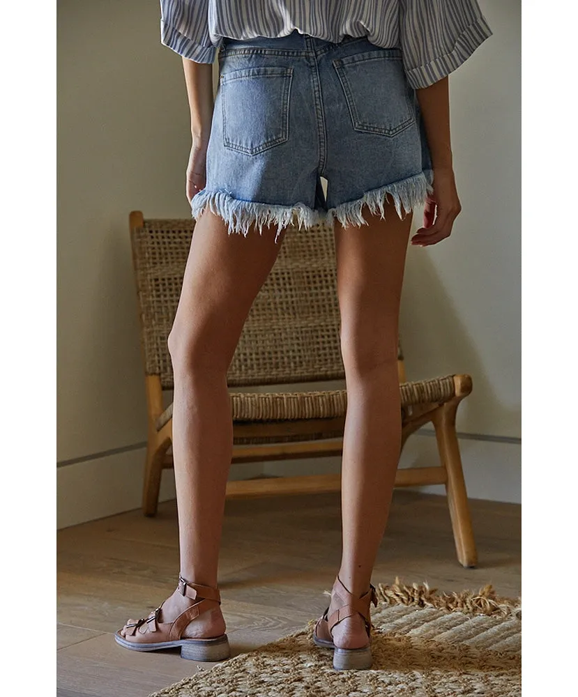 Free Frayed Denim Shorts