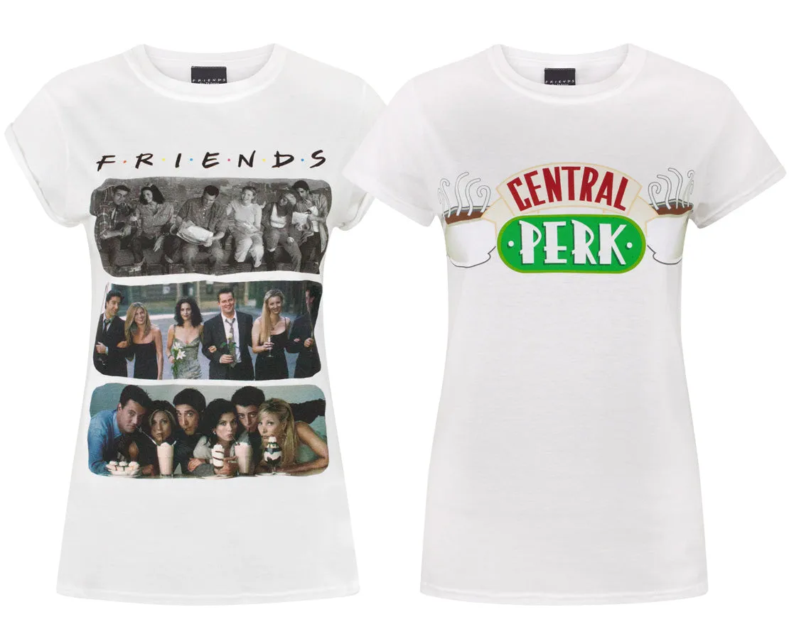 Friends TV Series Central Perk Characters Women's Multi-pack T-Shirts Ladies 2 Pack Tee's