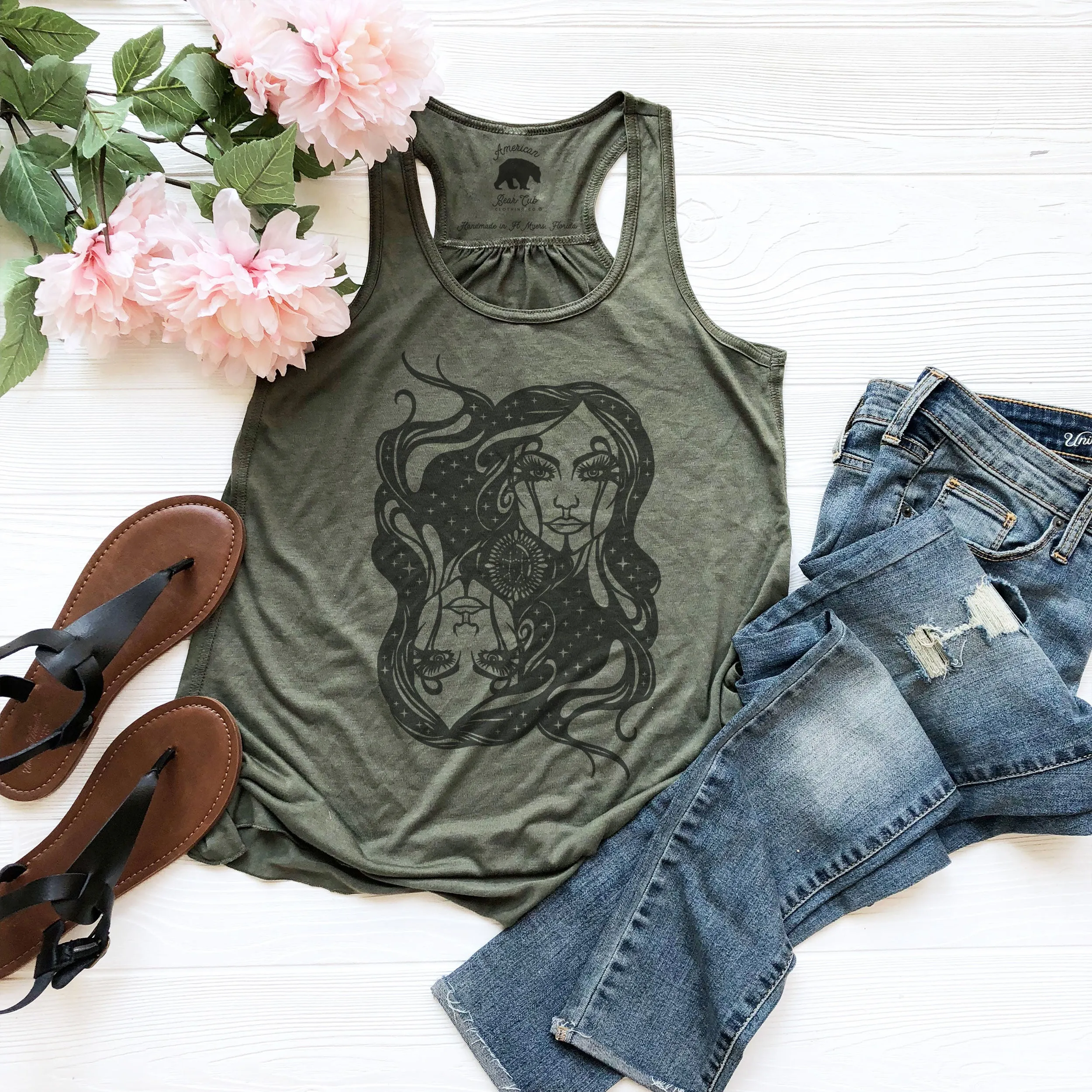 Gemini Zodiac & Astrology flowy racerback tank tops