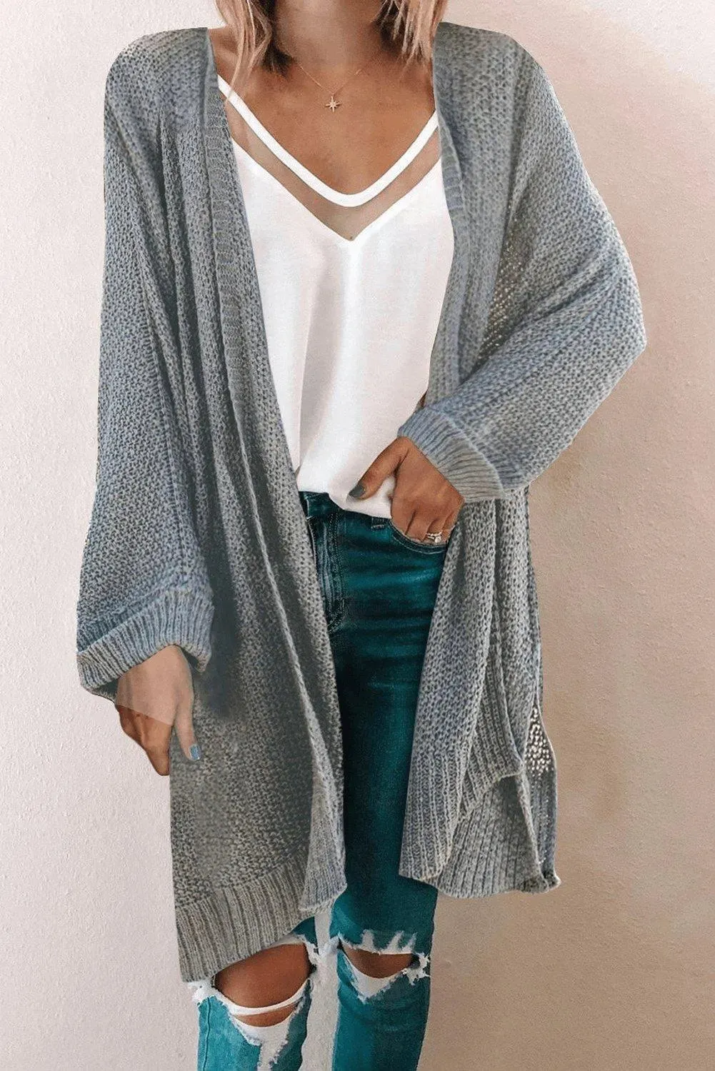 Gray Knit Cardigan