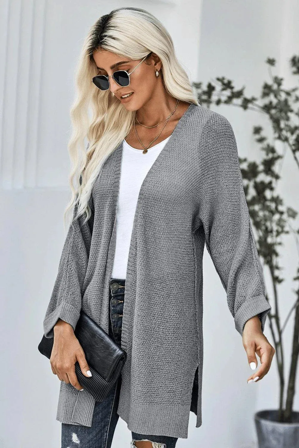 Gray Knit Cardigan