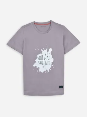 Greyish Pink Graphic Printed Casual T-Shirt