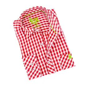 Harvard Yard FROG Linen Shirt - Crimson Red