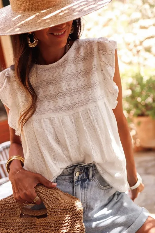 Juniper Ruffled Lace Flowy Tank Top