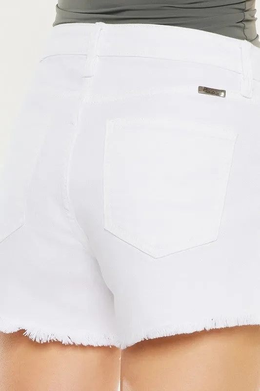 Kancan High Rise White Denim Shorts