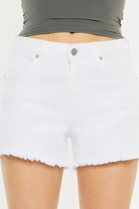 Kancan High Rise White Denim Shorts