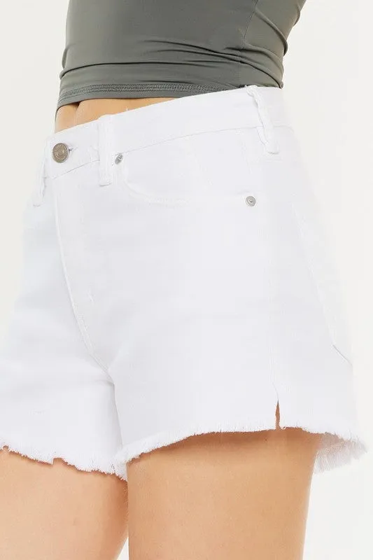 Kancan High Rise White Denim Shorts