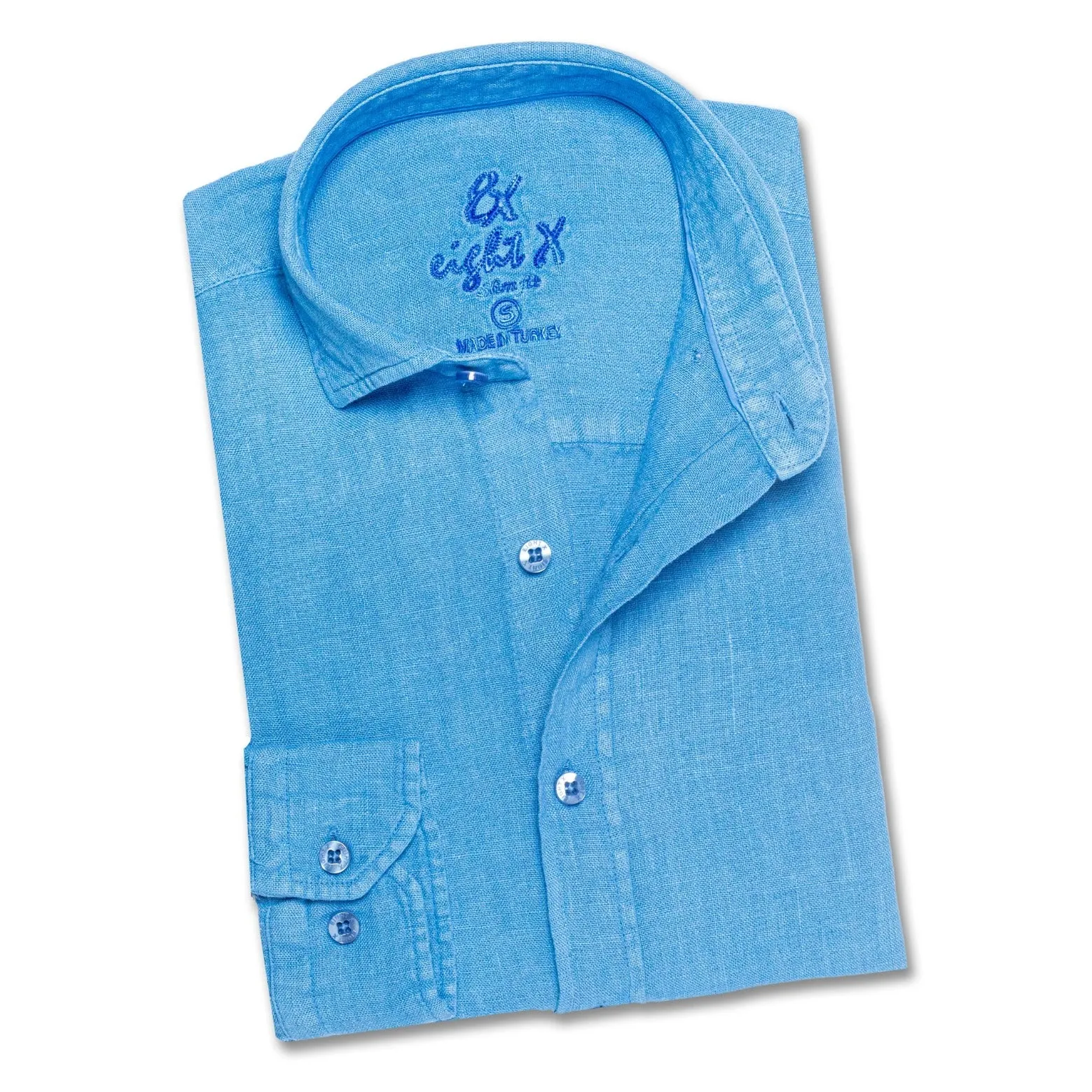 Linen Button Down Shirt - Cerulean Blue