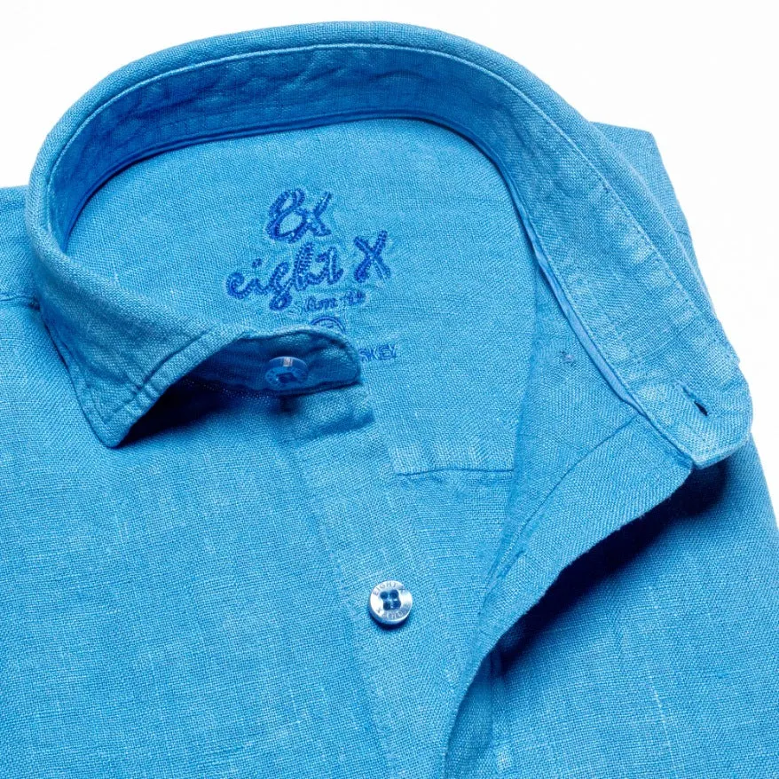 Linen Button Down Shirt - Cerulean Blue