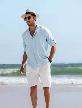 Linen Style Summer Beach 3/4 Sleeve Shirts (Us Only)