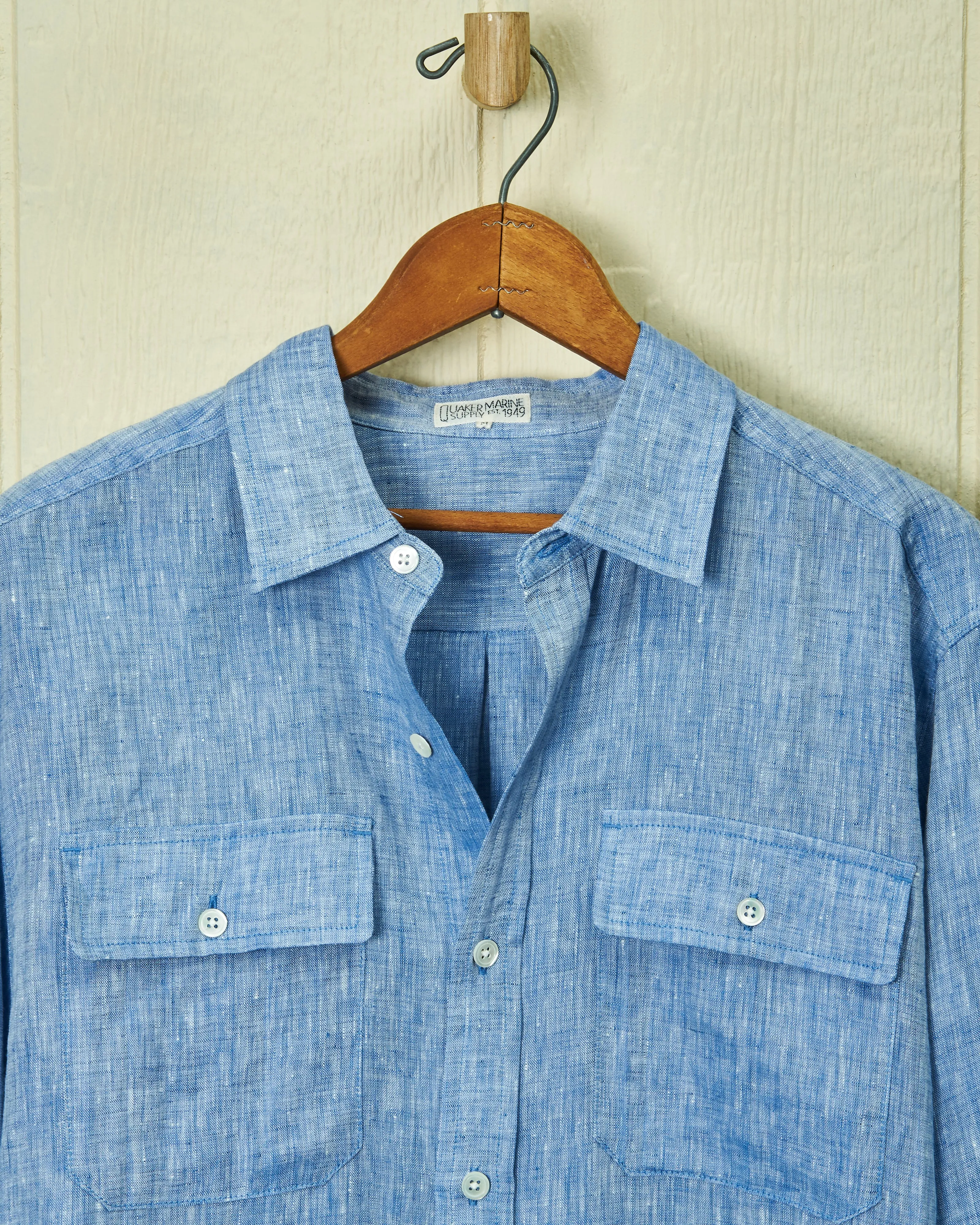 Linen Utility Shirt in Chambray