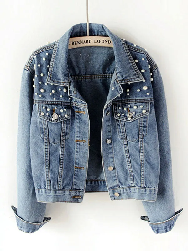 Long Sleeves Split-Joint Lapel Denim Jackets