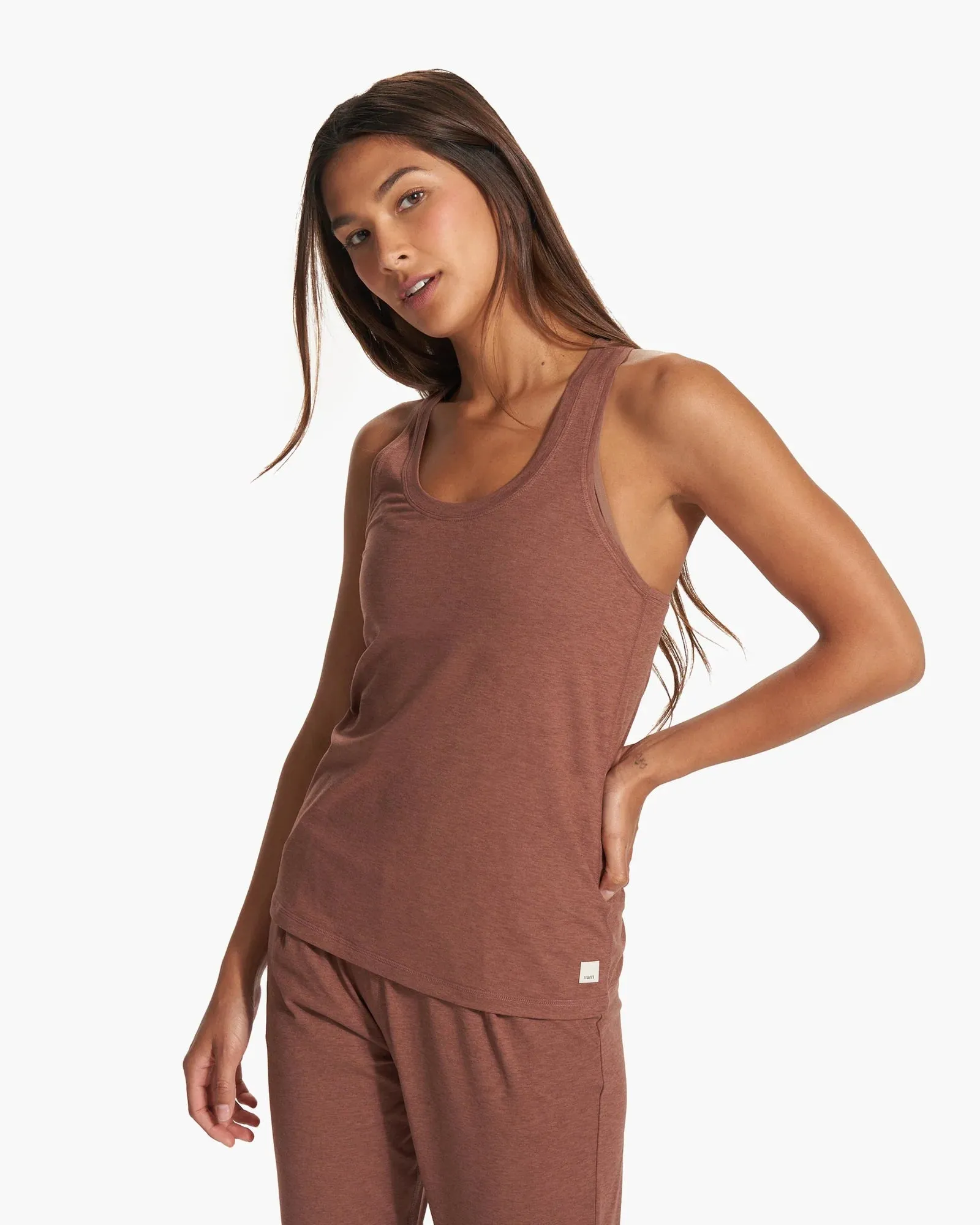 Lux Performance Tank: Hazelnut Heather