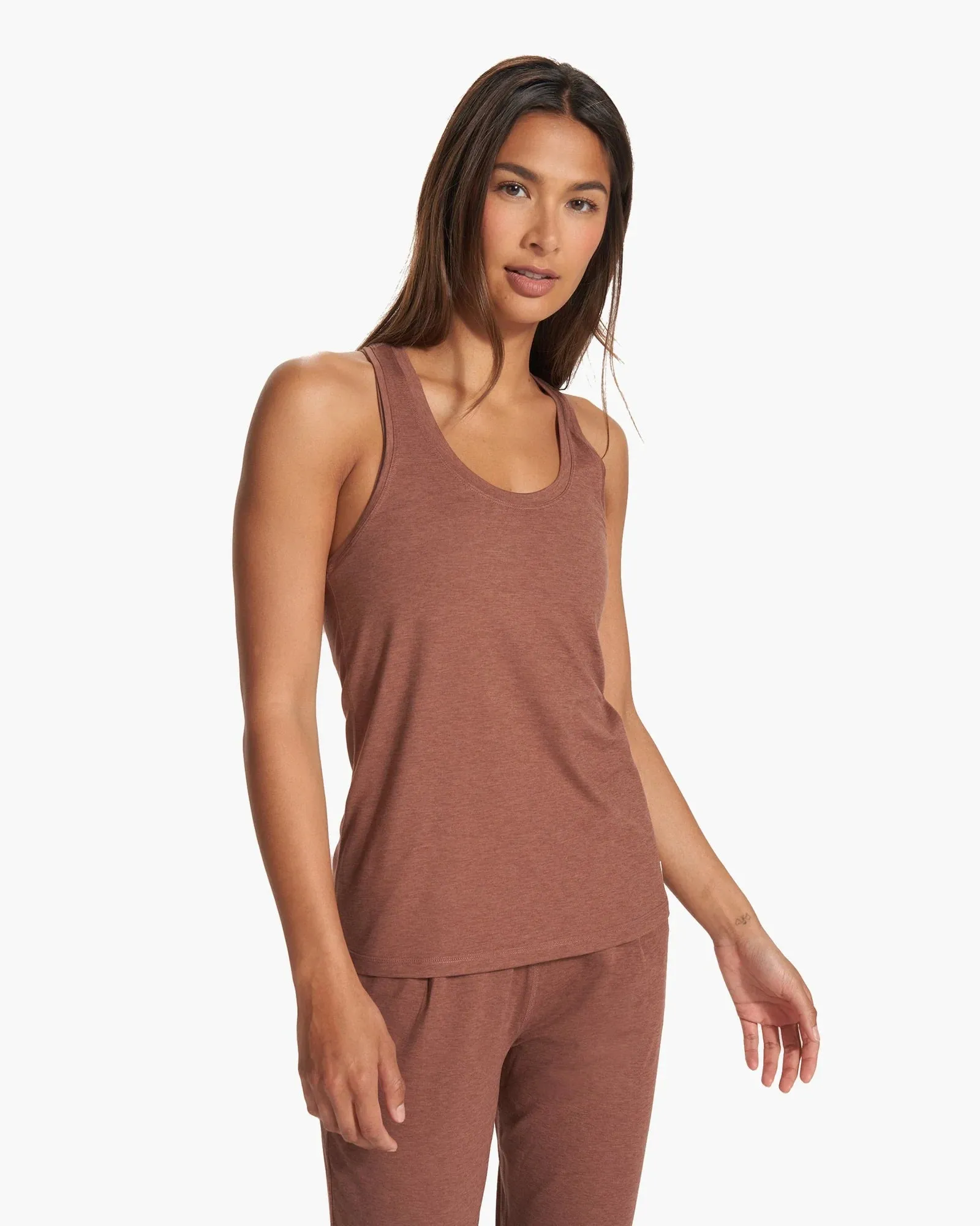 Lux Performance Tank: Hazelnut Heather