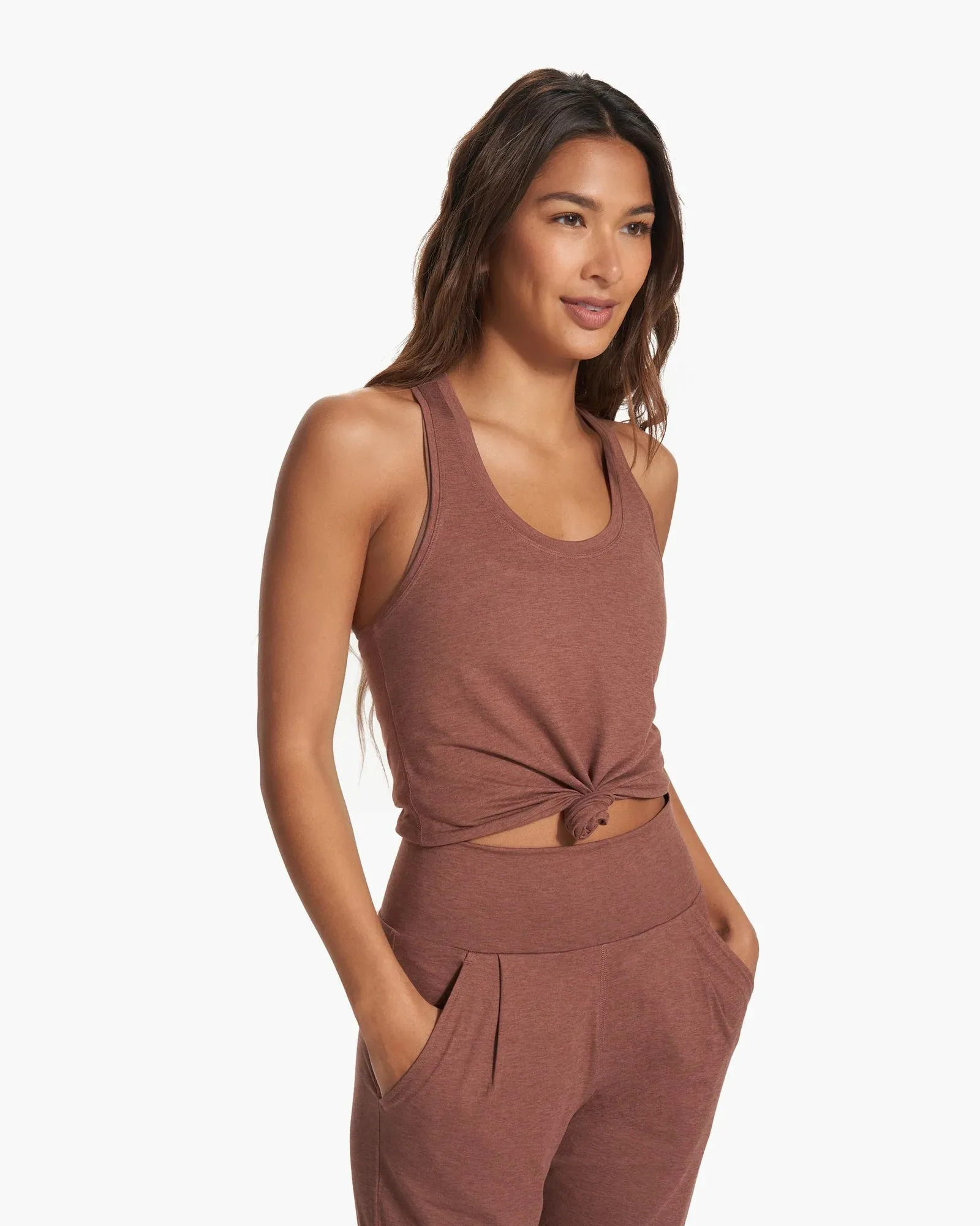 Lux Performance Tank: Hazelnut Heather