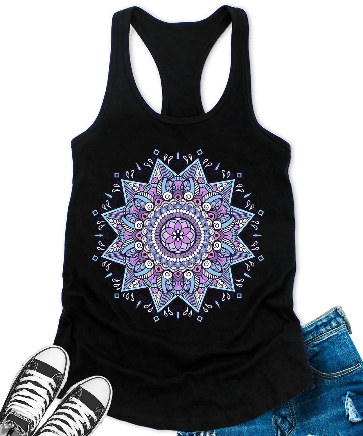 Mandala India Yoga Flower Women's Graphic Tank Top