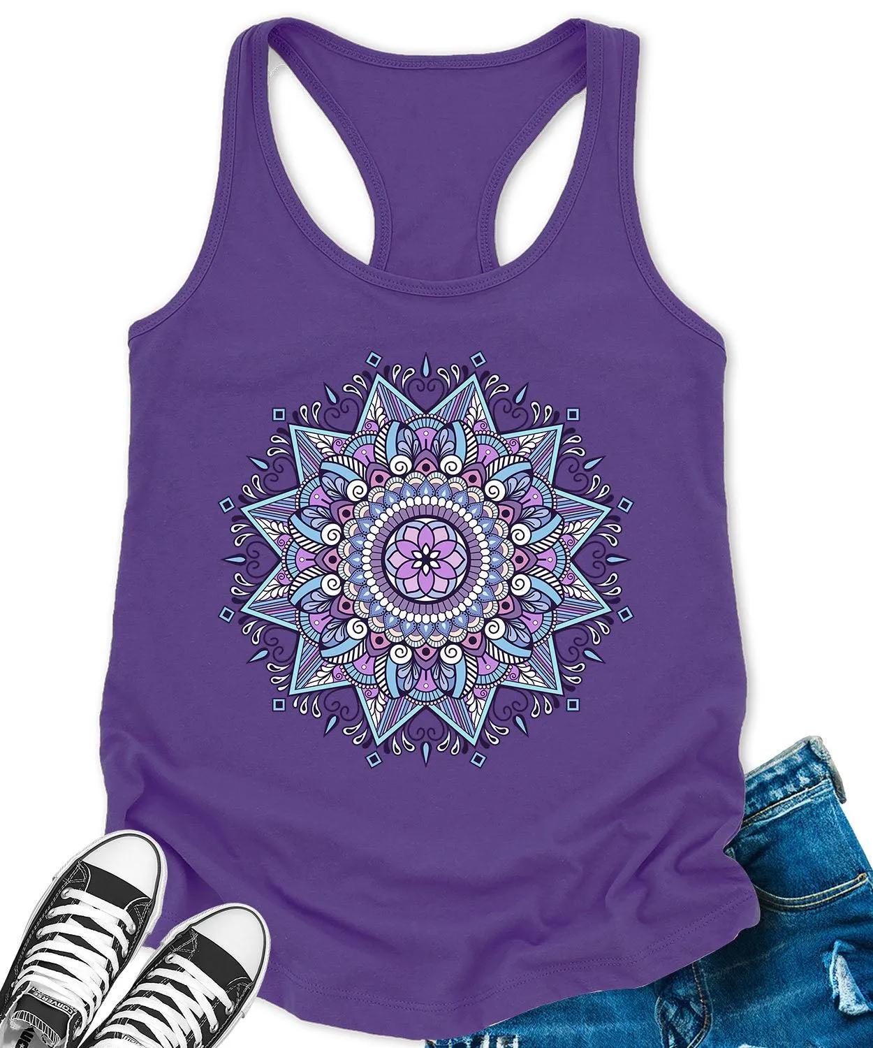 Mandala India Yoga Flower Women's Graphic Tank Top