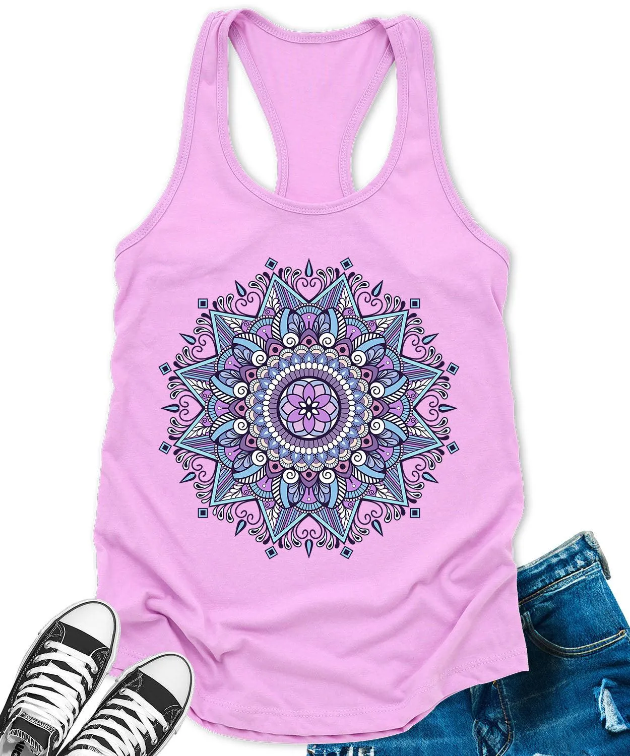 Mandala India Yoga Flower Women's Graphic Tank Top