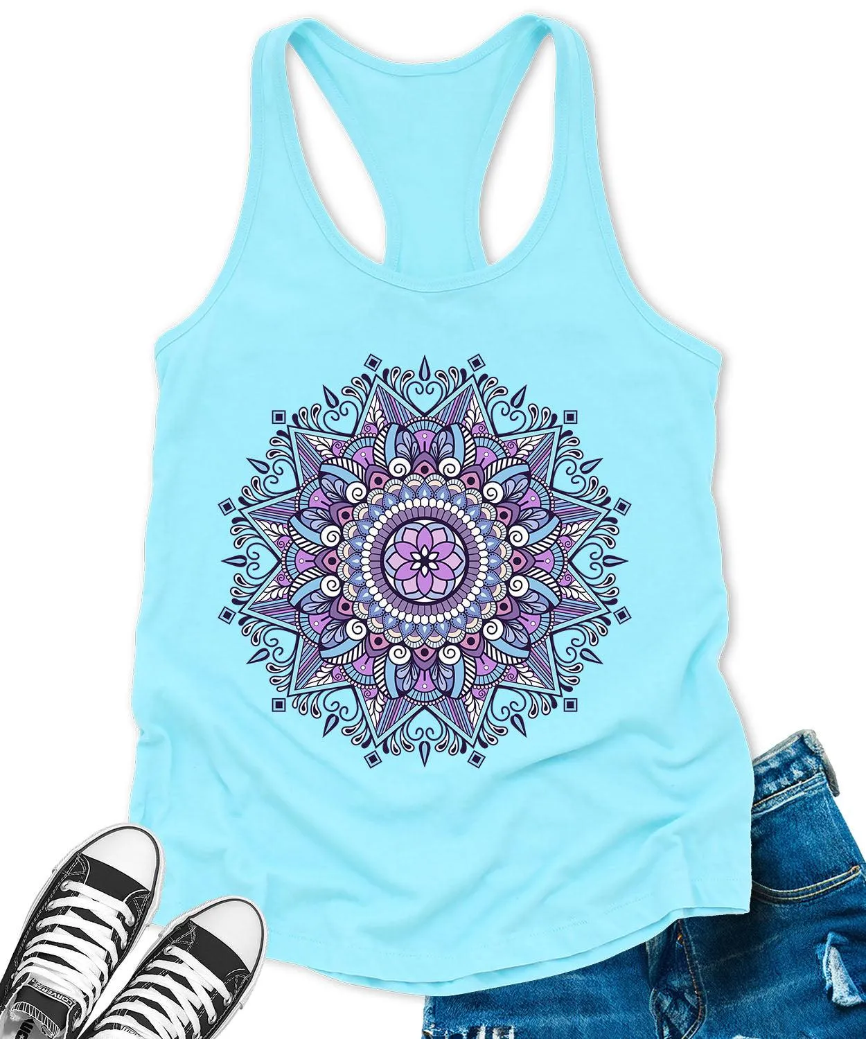 Mandala India Yoga Flower Women's Graphic Tank Top