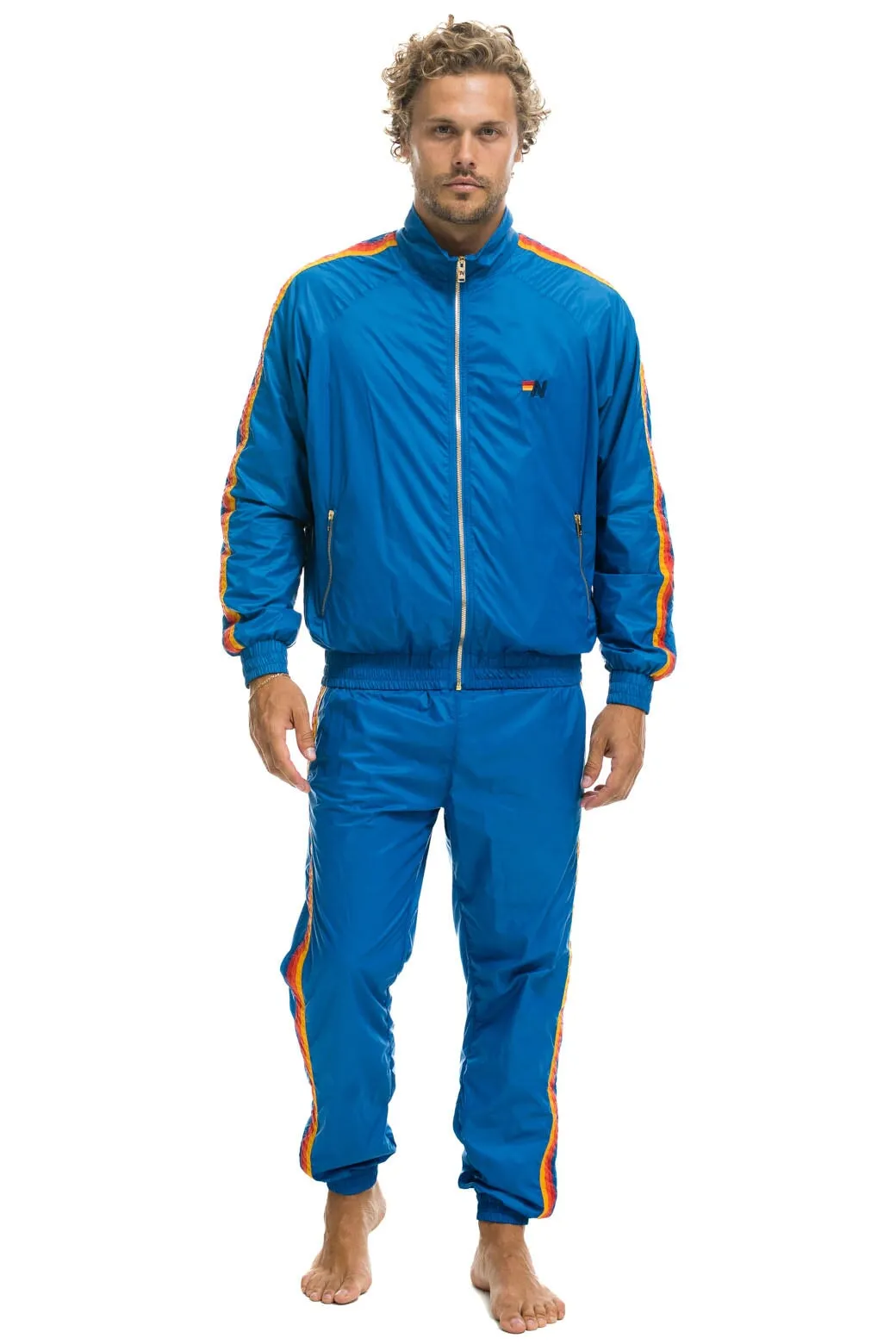 MEN'S 4 STRIPE WINDBREAKER -  SNORKEL BLUE