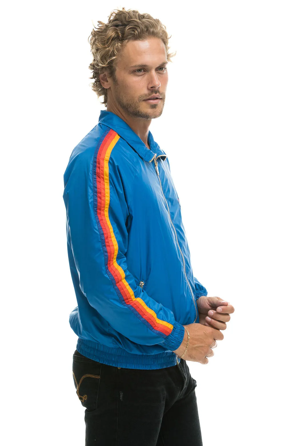 MEN'S 4 STRIPE WINDBREAKER -  SNORKEL BLUE