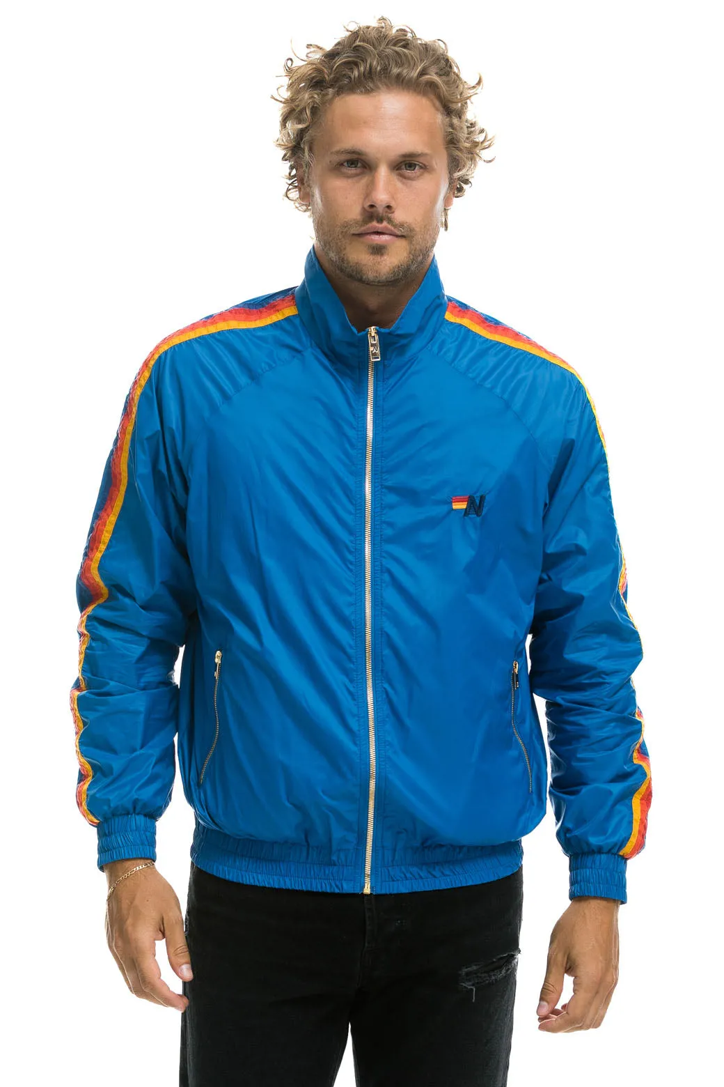 MEN'S 4 STRIPE WINDBREAKER -  SNORKEL BLUE