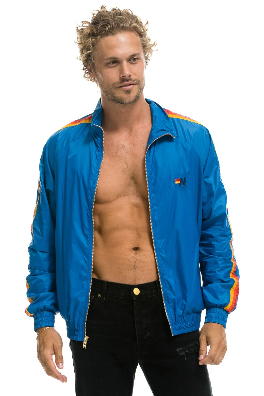 MEN'S 4 STRIPE WINDBREAKER -  SNORKEL BLUE