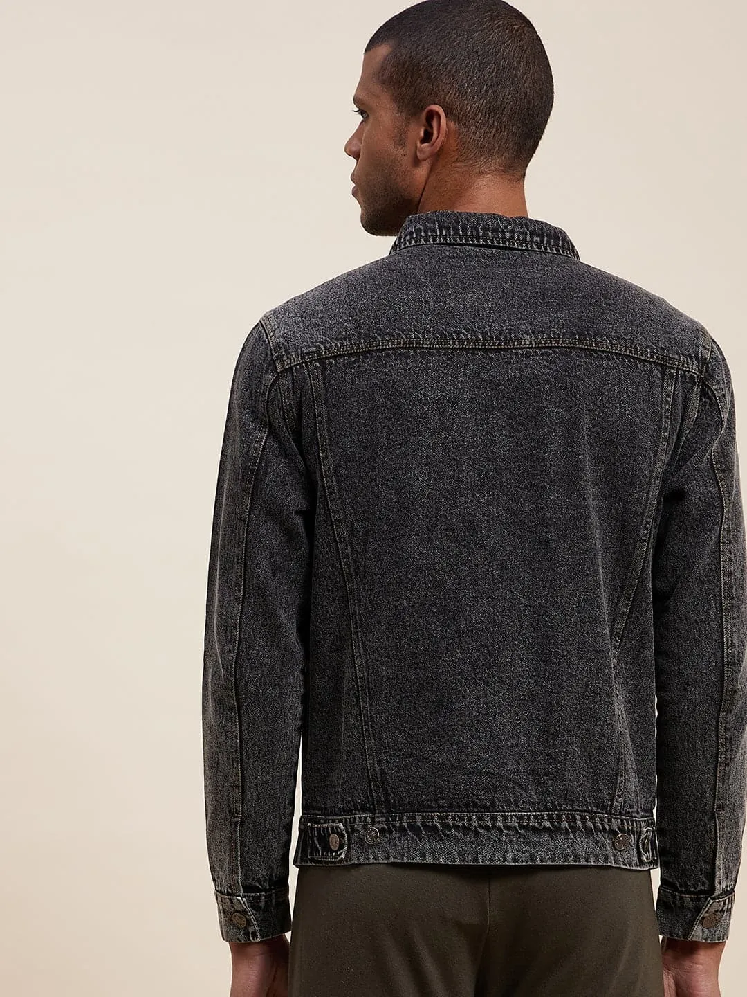 Men's Black Washed Denim Jacket - LYUSH-MASCLN