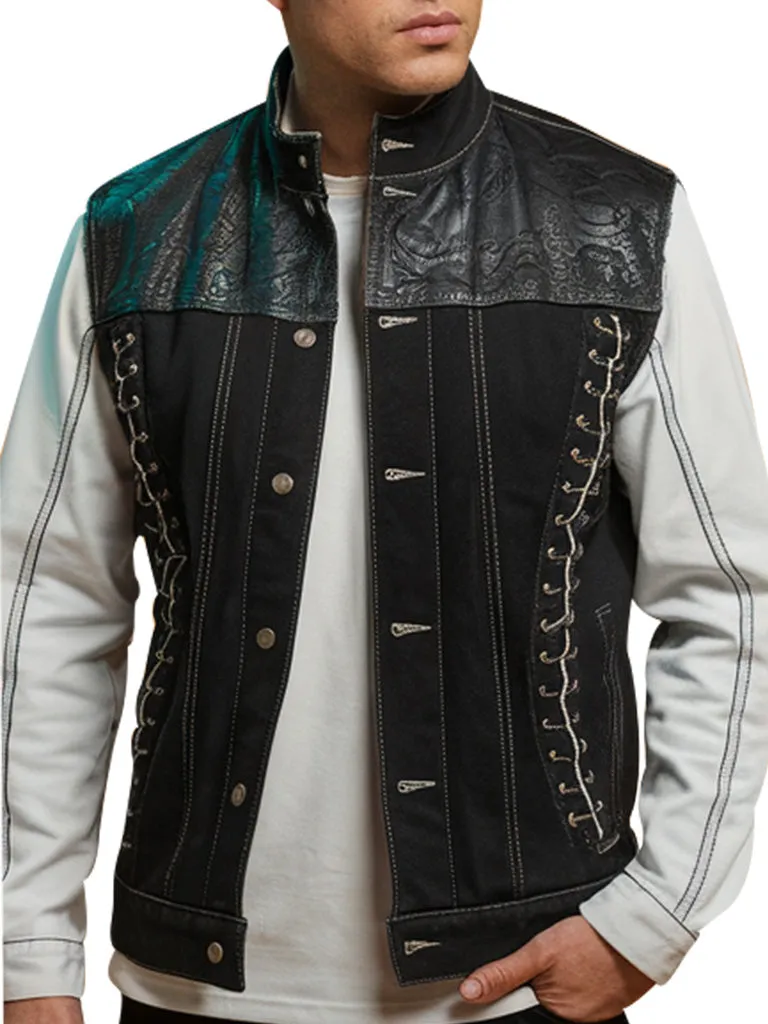 Men's Denim Patchwork Vest