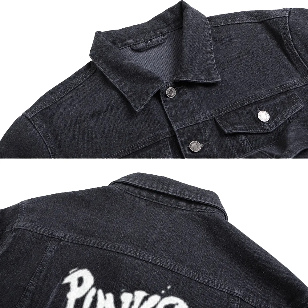 Mens PUNKS NOT DEAD Graphic Button Up Denim Jacket