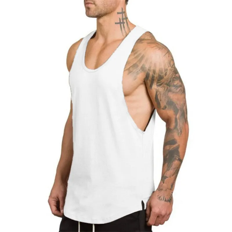 Nsqured Solid Cotton Gym Stringer Tank Top for Men