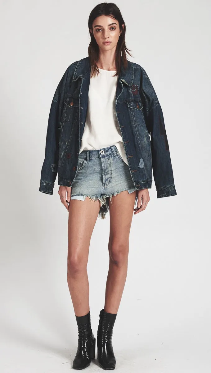 One Teaspoon Outlaws Denim Shorts Blue Storm