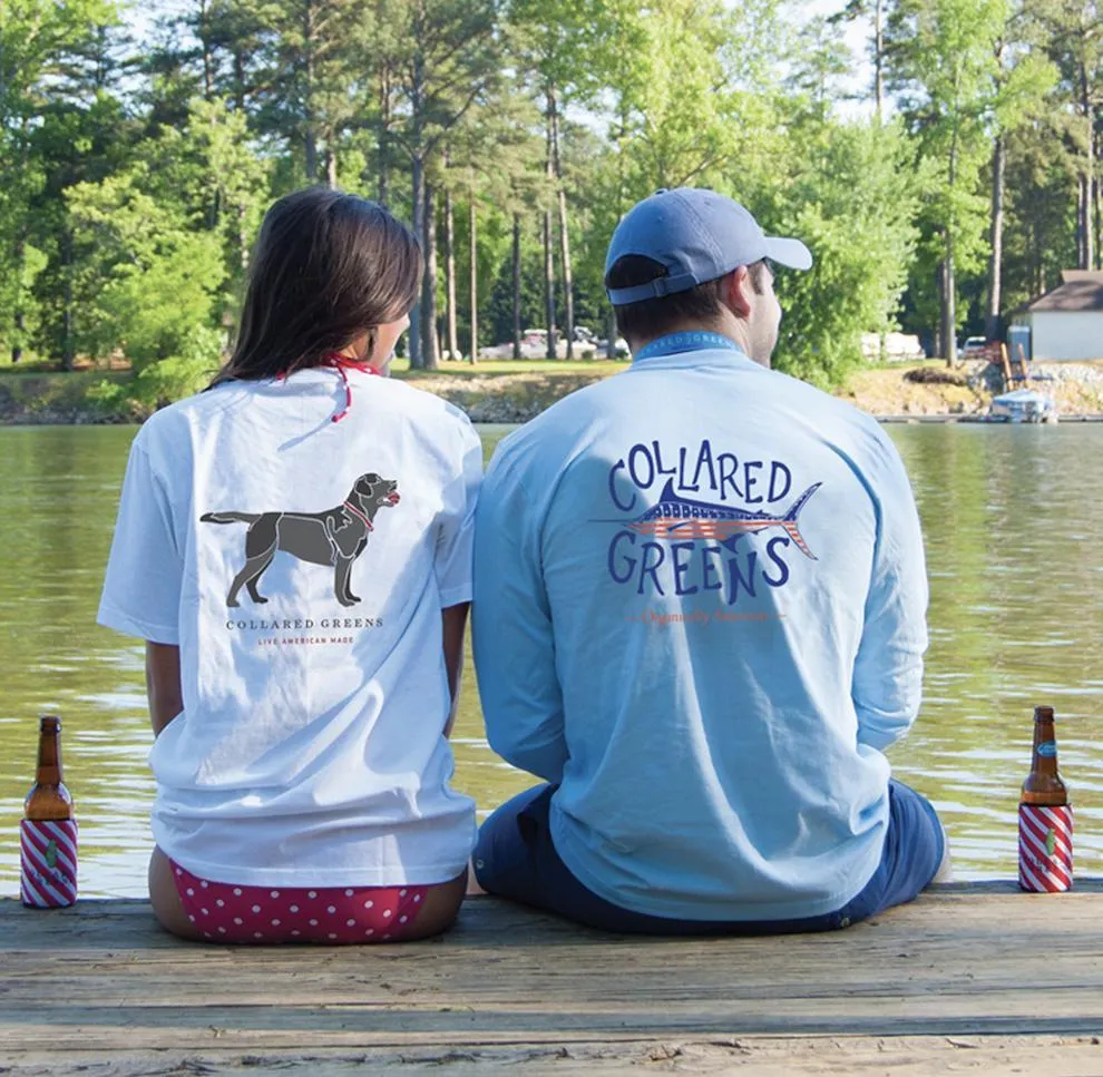 Patriotic Pup: Long Sleeve T-Shirt - Steel Blue