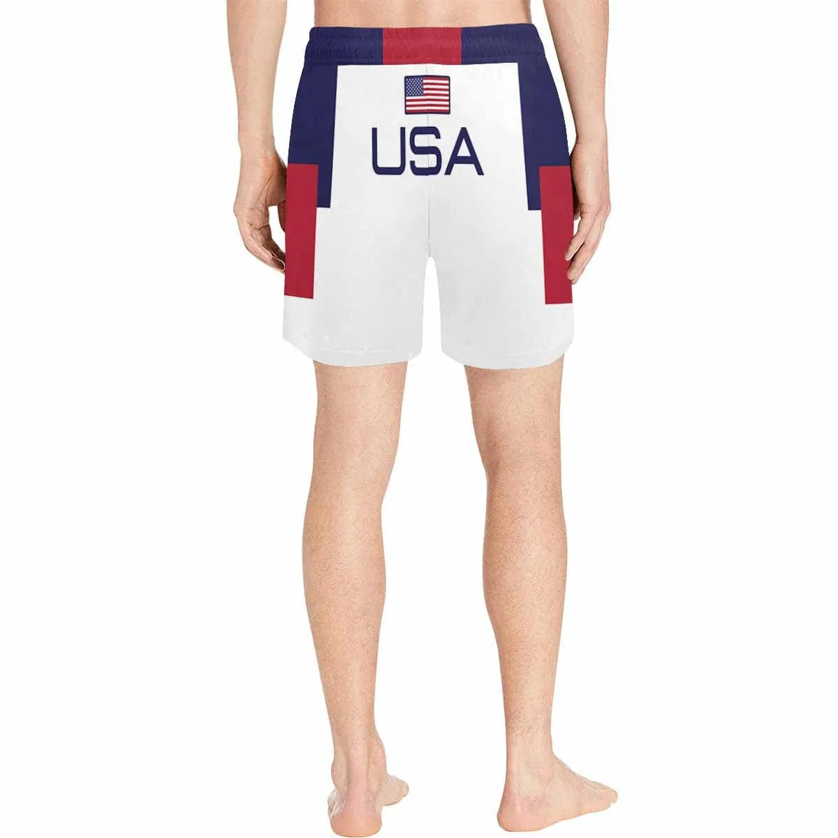 Personalized Swim Trunks with Custom Name Design USA Flag Men's Quick Dry Swim Shorts for Independence Day