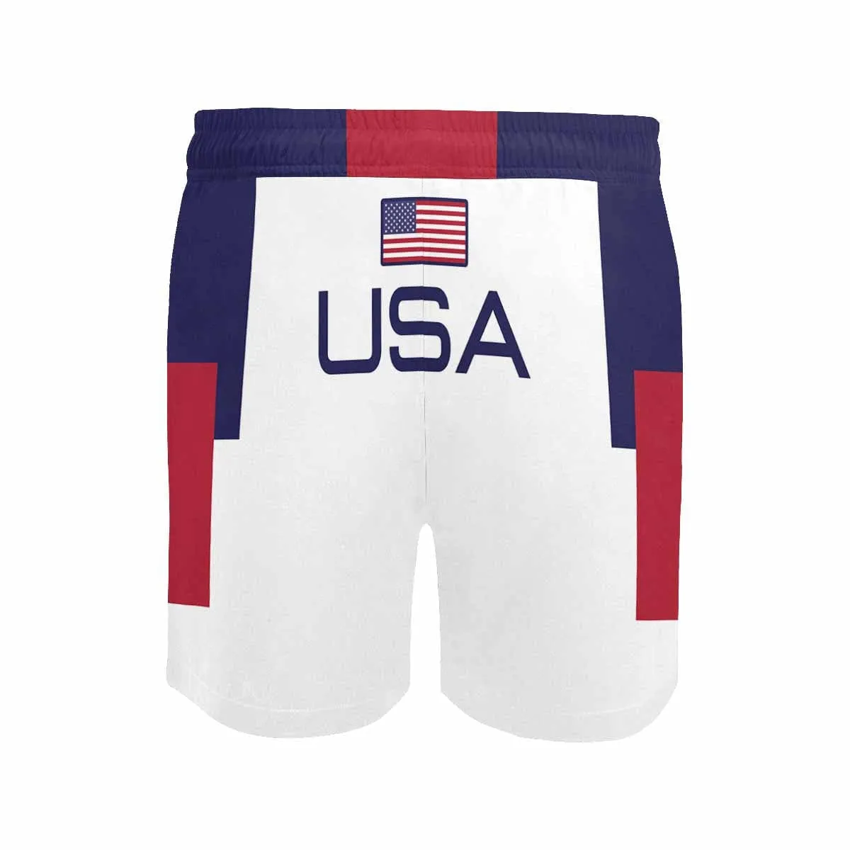 Personalized Swim Trunks with Custom Name Design USA Flag Men's Quick Dry Swim Shorts for Independence Day