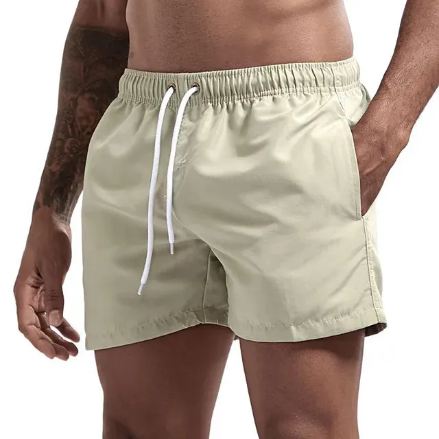 Quick-Dry Men's Swim Trunks with Drawstring Waist and Pockets