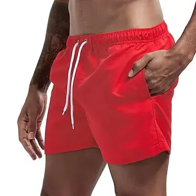 Quick-Dry Men's Swim Trunks with Drawstring Waist and Pockets